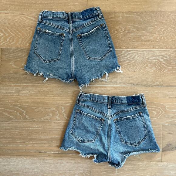Abercrombie & Fitch 2 pair The Mom Short High Rise Denim Cutoff Distressed 24/00 - Picture 2 of 3